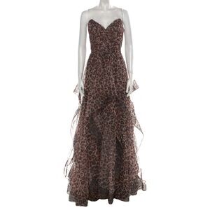 Strapless Leopard Print Gown